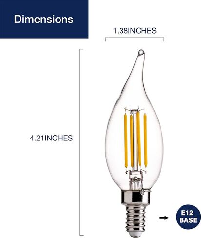 FLSNT CA11 E12 LED Chandelier Light Bulbs 40W Equivalent, Dimmable LED Candelabra Bulbs, 2200K Warm White, 330LM, Amber Glass, 12 Pack in Saudi Arabia