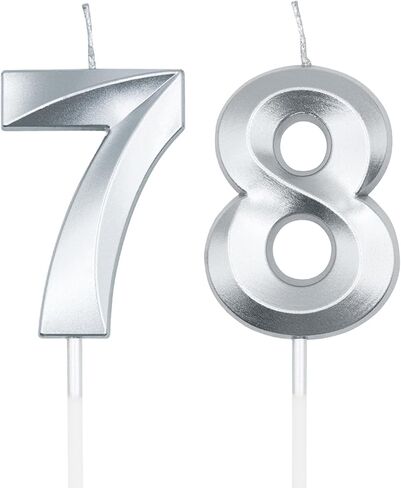 شموع عيد الميلاد 78 و87 من الشمبانيا الذهبية للكعك، رقم 78 87 شمعة كعكة كب كيك لتزيين حفلات أعياد الميلاد in Kuwait