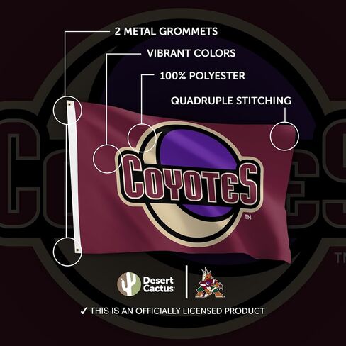 Desert Cactus Arizona Coyotes Flag NHL 100% Polyester Indoor Outdoor 3x5 feet National Hockey League Team Flags (Design C) in Saudi Arabia