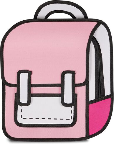 Aobiono Kawaii Backpack Cute Cartoon 3D Jump Style 2D Drawing from Comic Paper Anime Bookbag School Supplies Fun Daypack (Pink) in Saudi Arabia