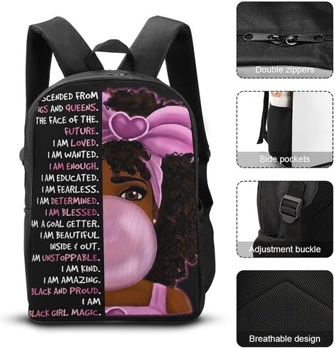 African Girls Cute 3D Printed Backpacks Boys Girls Backpacks Lightweight Rucksack Backpack Picnic/Work/Travel - 17IN in Saudi Arabia