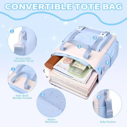 Girls Backpack for School,Kids Backpack with Pencil Case Set for Elementary Primary Middle High School Teen Bookbag (3PCS Blue) in Saudi Arabia