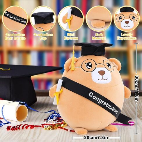Emoin Graduation Bear Plush Graduation Gifts for Boys and Girls, 11.8'' Graduation Stuffed Animal Bear Plush Pillow with Cap,Graduation Plush Animal Gift for Her, for Him, for College, High School in Saudi Arabia