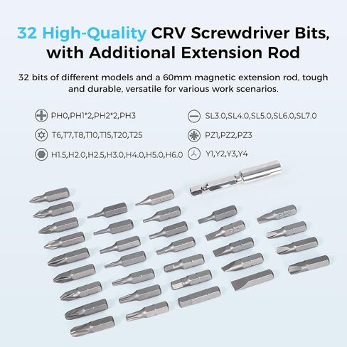 Creality Cordless Electric Screwdriver, Official 3D Printer Tool with 32 Pcs CRV Steel Screwdriver Bits 7-Speed Knob for Versatile Control Easy Operation For All Creality 3D Printer and Laser Engraver in Saudi Arabia