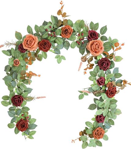 Lookein Artificial Rose Flower Garland Greenery Garland 5FT for Wedding Ceremony Backdrop Arch Flowers Table Centerpieces Decorations, Garden Dusty Rose in Saudi Arabia