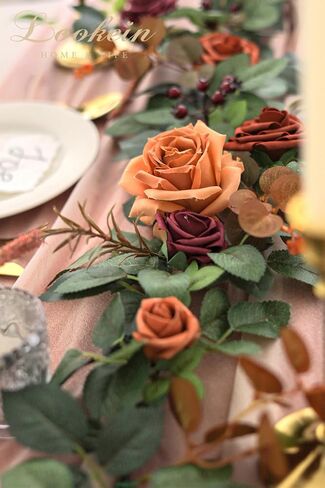 Lookein Artificial Rose Flower Garland Greenery Garland 5FT for Wedding Ceremony Backdrop Arch Flowers Table Centerpieces Decorations, Garden Dusty Rose in Saudi Arabia