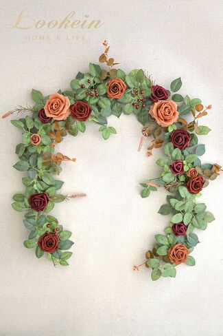 Lookein Artificial Rose Flower Garland Greenery Garland 5FT for Wedding Ceremony Backdrop Arch Flowers Table Centerpieces Decorations, Garden Dusty Rose in Saudi Arabia