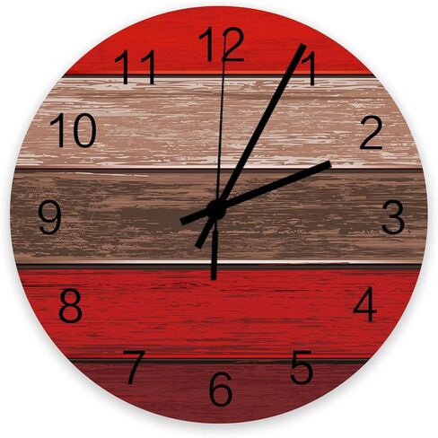 ساعة حائط خشبية أرجوانية مقاس 12 بوصة ساعات حائط مستديرة صامتة غير موقوتة، ساعة حائط مخططة باللون الرمادي والأرجواني على الطراز الريفي العتيق، ساعة تعمل بالبطارية لتزيين غرفة المعيشة/المطبخ/المكتب in Kuwait