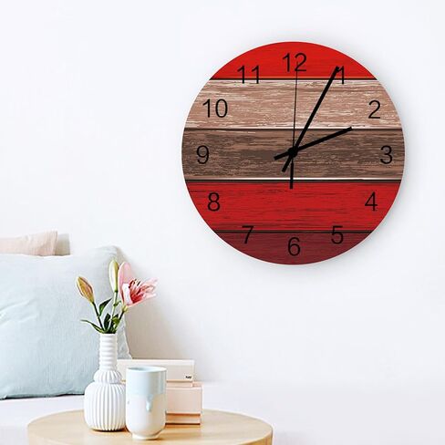 ساعة حائط خشبية أرجوانية مقاس 12 بوصة ساعات حائط مستديرة صامتة غير موقوتة، ساعة حائط مخططة باللون الرمادي والأرجواني على الطراز الريفي العتيق، ساعة تعمل بالبطارية لتزيين غرفة المعيشة/المطبخ/المكتب in Kuwait