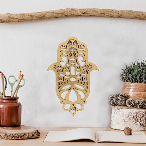Evil Eye Décor, Turquoise Wood Hamsa Wall Décor, Spiritual Décor, Hand Made Evil Eye Wood Ornament, Evil Eye Gifts, Hamsa Wall Art by Tohar Design, (9.8 inch) in Saudi Arabia