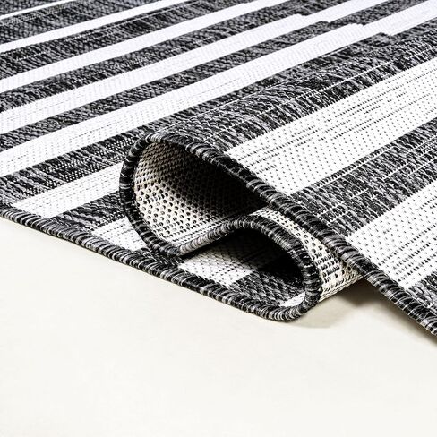 JONATHAN Y SMB133A-28 Sukie Modern Offset Stripe Indoor/Outdoor 2 ft. x 8 ft. Runner Rug, Modern, Bohemian, Transitional, Scandinavian, Minimalistic, Rustic, Pet Friendly, Easy Cleaning, Beige/Brown in Saudi Arabia
