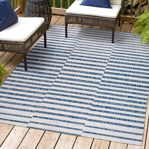 JONATHAN Y SMB133A-28 Sukie Modern Offset Stripe Indoor/Outdoor 2 ft. x 8 ft. Runner Rug, Modern, Bohemian, Transitional, Scandinavian, Minimalistic, Rustic, Pet Friendly, Easy Cleaning, Beige/Brown in Saudi Arabia