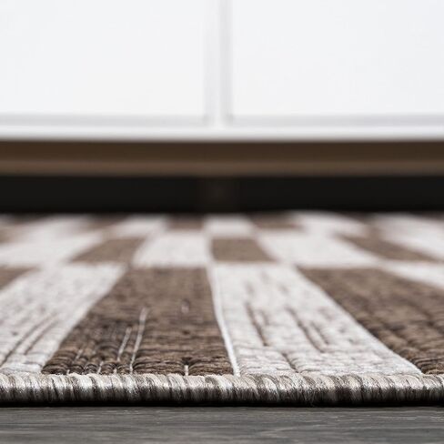 JONATHAN Y SMB133A-28 Sukie Modern Offset Stripe Indoor/Outdoor 2 ft. x 8 ft. Runner Rug, Modern, Bohemian, Transitional, Scandinavian, Minimalistic, Rustic, Pet Friendly, Easy Cleaning, Beige/Brown in Saudi Arabia