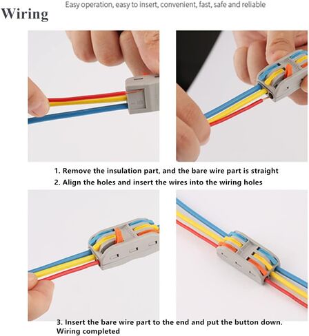 50PCS PCT-2-3 Conductor Wire Connector Wiring Terminals Lever Nut 11~28AWG 250V 32A Electric Cable Wire Quick Wiring Connector Block Lever Wire Connectors Nuts Splicing Connectors in Saudi Arabia