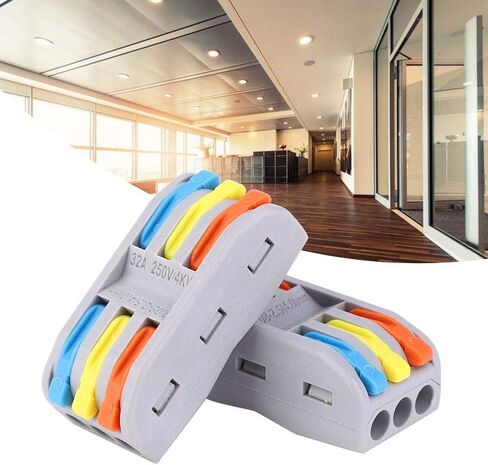 50PCS PCT-2-3 Conductor Wire Connector Wiring Terminals Lever Nut 11~28AWG 250V 32A Electric Cable Wire Quick Wiring Connector Block Lever Wire Connectors Nuts Splicing Connectors in Saudi Arabia