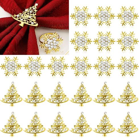 6 Pcs Christmas Napkin Rings Bulk Snowflake Napkin Ring and Christmas Tree Napkin Ring with Diamond Metal Napkin Holder Ring Rhinestone Serviette Ring for Xmas Wedding Table Decor (Silver) in Saudi Arabia