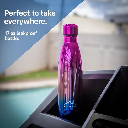 Wanderlust 17 oz Water Bottle, Reusable Leak Proof Insulated Water Bottle, Stainless Steel Water Bottles, Water Flask, Water Bottles for School, Cola Shape Water Bottle - Magic Fusion in Saudi Arabia