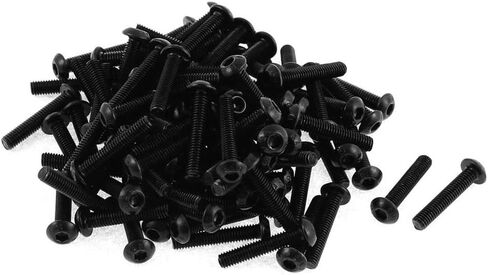 100Pcs M3-0.5 x 12mm Button Head Socket Cap Bolts Screws, ISO 7380 Hex Drive, Class 10.9, Black Oxide Finish, Alloy Steel in Saudi Arabia