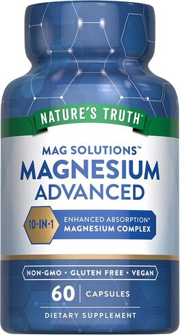 كبسولات مركب المغنيسيوم من Nature's Truth 10 أشكال | 300 ملغ | 60 عدد | جليسينات، سيترات، بالإضافة إلى المزيد | مكمل نباتي وغير معدّل وراثيًا وخالي من الغلوتين in Saudi Arabia