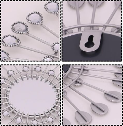 3 PCS Metal Sunburst Mirrors for Wall, Decorative Rhinestones Starburst Wall Mirrors Home Décor, Metal Wall Art for Living Room Bedroom Entryway (Black) in Saudi Arabia