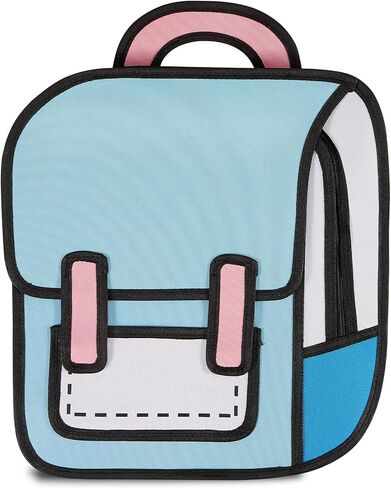 Aobiono Kawaii Backpack Cute Cartoon 3D Jump Style 2D Drawing from Comic Paper Anime Bookbag School Supplies Fun Daypack (Pink) in Saudi Arabia