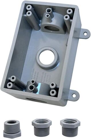 Round Electrical Outlet Box, Weatherproof 5 Hole-1/2 or 3/4 in Electrical Outlet Box, UL Listed, PVC No Cover Junction Box, Gray in Kuwait