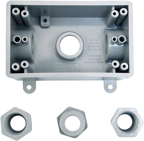 Round Electrical Outlet Box, Weatherproof 5 Hole-1/2 or 3/4 in Electrical Outlet Box, UL Listed, PVC No Cover Junction Box, Gray in Kuwait
