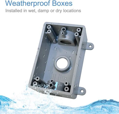 Round Electrical Outlet Box, Weatherproof 5 Hole-1/2 or 3/4 in Electrical Outlet Box, UL Listed, PVC No Cover Junction Box, Gray in Kuwait