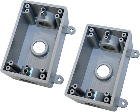 Round Electrical Outlet Box, Weatherproof 5 Hole-1/2 or 3/4 in Electrical Outlet Box, UL Listed, PVC No Cover Junction Box, Gray in Kuwait