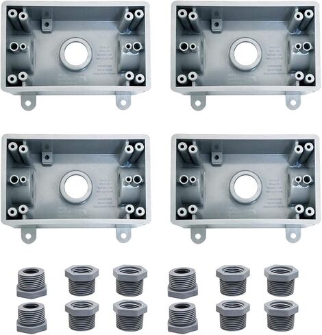 Round Electrical Outlet Box, Weatherproof 5 Hole-1/2 or 3/4 in Electrical Outlet Box, UL Listed, PVC No Cover Junction Box, Gray in Kuwait