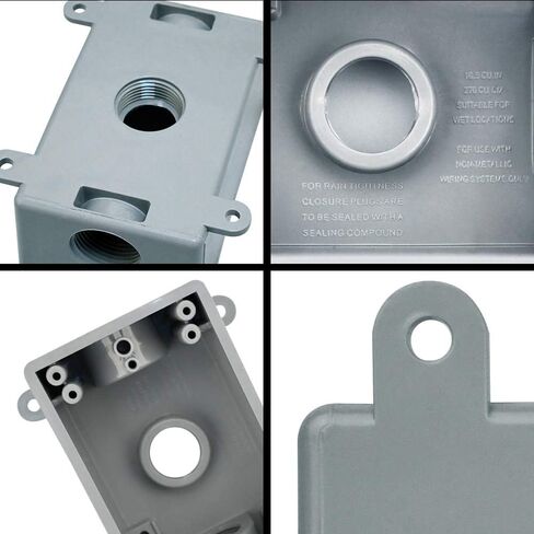 Round Electrical Outlet Box, Weatherproof 5 Hole-1/2 or 3/4 in Electrical Outlet Box, UL Listed, PVC No Cover Junction Box, Gray in Kuwait