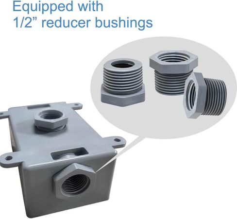 Round Electrical Outlet Box, Weatherproof 5 Hole-1/2 or 3/4 in Electrical Outlet Box, UL Listed, PVC No Cover Junction Box, Gray in Kuwait