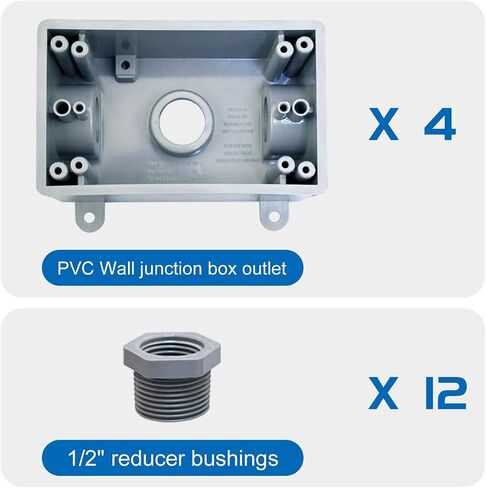 Round Electrical Outlet Box, Weatherproof 5 Hole-1/2 or 3/4 in Electrical Outlet Box, UL Listed, PVC No Cover Junction Box, Gray in Kuwait