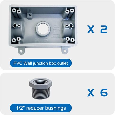 Round Electrical Outlet Box, Weatherproof 5 Hole-1/2 or 3/4 in Electrical Outlet Box, UL Listed, PVC No Cover Junction Box, Gray in Kuwait