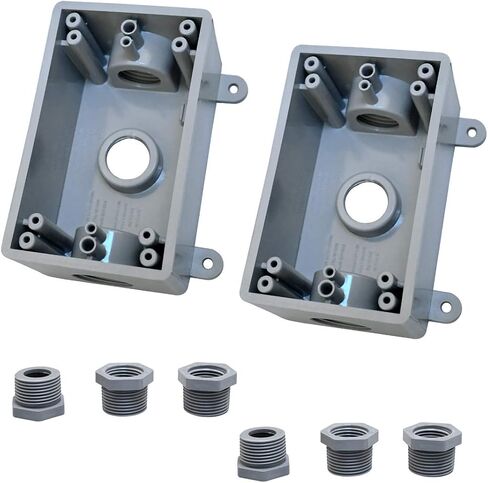 Round Electrical Outlet Box, Weatherproof 5 Hole-1/2 or 3/4 in Electrical Outlet Box, UL Listed, PVC No Cover Junction Box, Gray in Kuwait