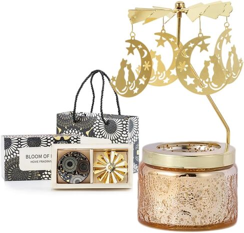 Qiaoer Gifts for Women,Rotating Scented Candle Birthday Gifts,Fun Candle Gifts for Her,Different Gifts for Sisters,Wife,Moms and Friends,Anniversaries,Christmas and Valentine's Day（Golden Cat） in Saudi Arabia