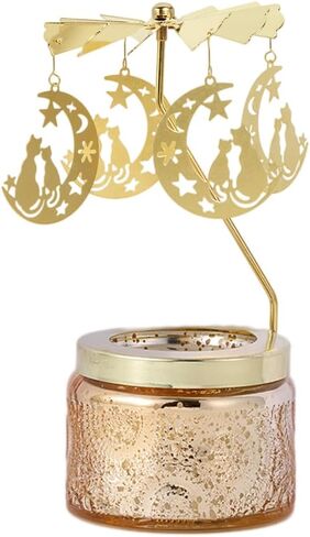 Qiaoer Gifts for Women,Rotating Scented Candle Birthday Gifts,Fun Candle Gifts for Her,Different Gifts for Sisters,Wife,Moms and Friends,Anniversaries,Christmas and Valentine's Day（Golden Cat） in Saudi Arabia