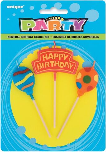 Birthday Balloons Candle Set - Pack of 3 - Vibrant Multicolor Wax Candles - Perfect for Memorable Celebrations in Saudi Arabia