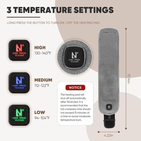 Aroma Season Hand Heating Pad, Carpal Tunnel Relief Heating Pad Cordless for De Quervain‘s Tenosynovitis, 3000 mAh Rechargeable Battery, Left Right Hand (Grey) in Saudi Arabia