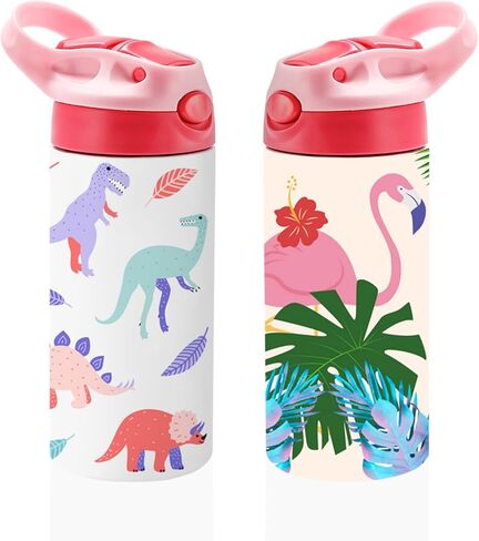 OFFNOVA 12oz Kids Sublimation Tumbler, 8 Pack Kids Sublimation Tumbler Blank with One-click Pop-up Straw and Handle for Heat Transfer, Children Sublimation Cups for Milk, Soda, Juice, Drinks in Saudi Arabia