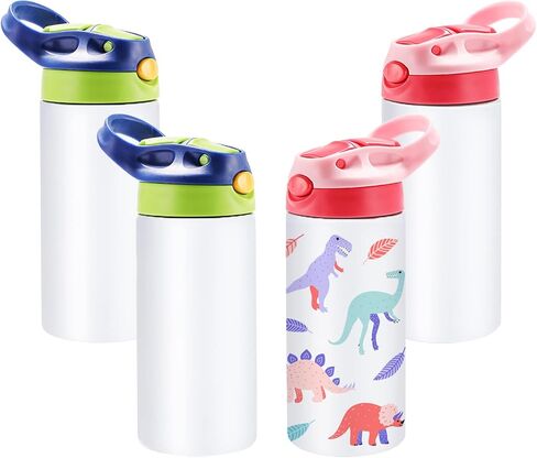 OFFNOVA 12oz Kids Sublimation Tumbler, 8 Pack Kids Sublimation Tumbler Blank with One-click Pop-up Straw and Handle for Heat Transfer, Children Sublimation Cups for Milk, Soda, Juice, Drinks in Saudi Arabia