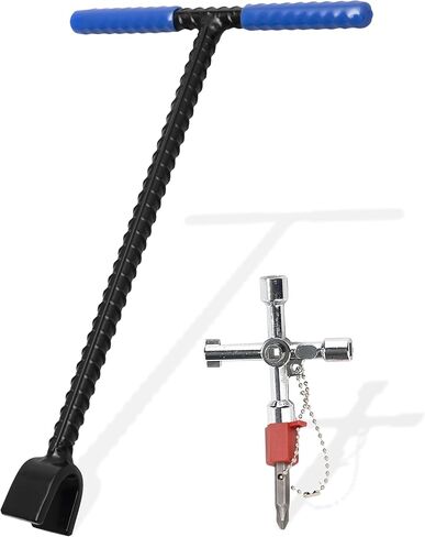 Water Meter Key 12 Inch - Durable Rebar Steel T-Handle with 4-Way Multi-Functional Utility Key for Water Meter Valves, Curb Valves in Saudi Arabia