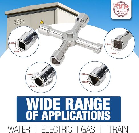 Water Meter Key 12 Inch - Durable Rebar Steel T-Handle with 4-Way Multi-Functional Utility Key for Water Meter Valves, Curb Valves in Saudi Arabia