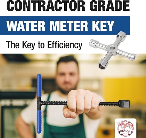 Water Meter Key 12 Inch - Durable Rebar Steel T-Handle with 4-Way Multi-Functional Utility Key for Water Meter Valves, Curb Valves in Saudi Arabia