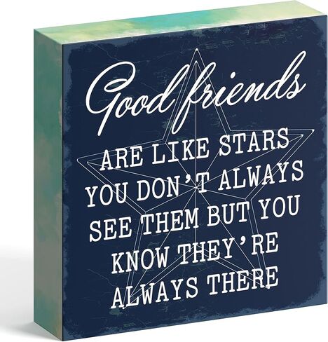 Barnyard Designs Wooden Box Sign Motivational Desk Decor, Primitive Decor Office Desk Decorations for Women Office Bathroom Shelf Decor, Inspirational Desk Décor (Good Friends) in Saudi Arabia