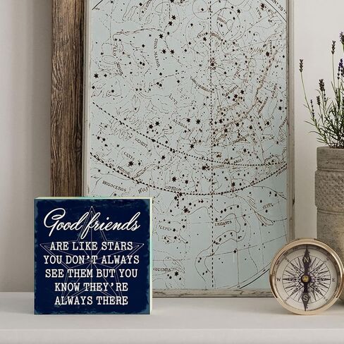 Barnyard Designs Wooden Box Sign Motivational Desk Decor, Primitive Decor Office Desk Decorations for Women Office Bathroom Shelf Decor, Inspirational Desk Décor (Good Friends) in Saudi Arabia