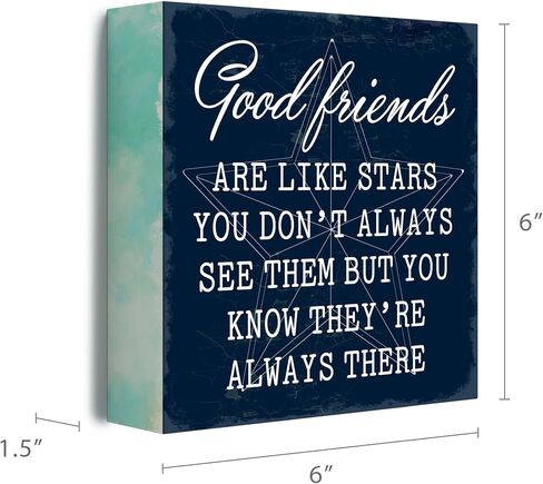 Barnyard Designs Wooden Box Sign Motivational Desk Decor, Primitive Decor Office Desk Decorations for Women Office Bathroom Shelf Decor, Inspirational Desk Décor (Good Friends) in Saudi Arabia