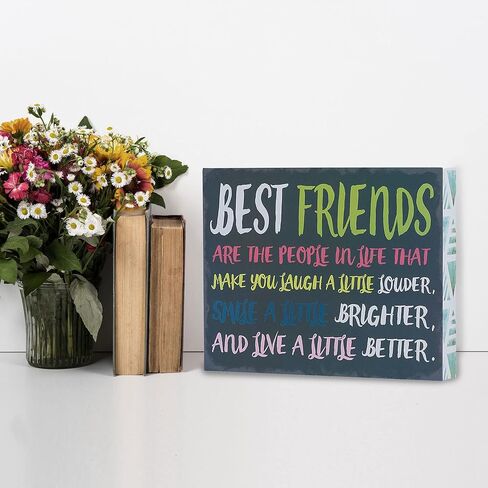 Barnyard Designs Wooden Box Sign Motivational Desk Decor, Primitive Decor Office Desk Decorations for Women Office Bathroom Shelf Decor, Inspirational Desk Décor (Good Friends) in Saudi Arabia