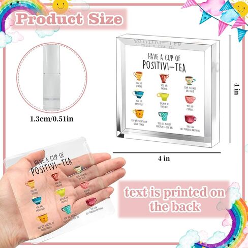 Have A Cup Of Positive-Tea - Inspirational Quote Mental Health Colorful Cup Sign - Therap Office Decor - School Counselor Decor for Home Office Therapy Study Bedroom Decor Affirmation Gift in Kuwait