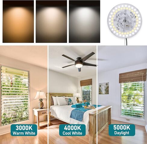 3.93'' LED Light Engine Retrofit Kit for Ceiling Fan Light, 12W 1000Lm Dimmable Ceiling Fan Light Replacement, 3000K Light Engine for Ceiling Fan, Pendant, Lantern, Warm Light, ETL Listed in Saudi Arabia
